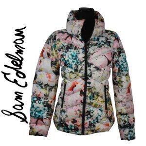 Sam Edelman Floral Puffer Coat with Hidden Hood Size X-Small